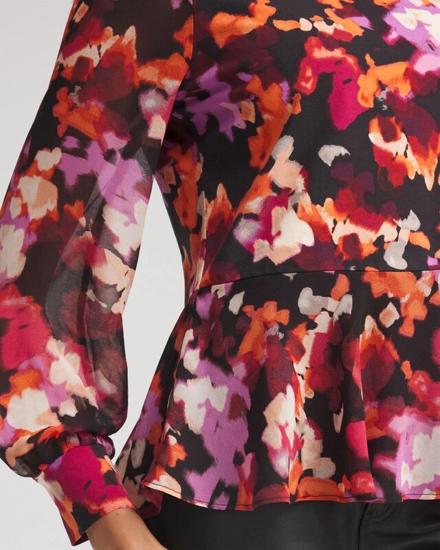 Printed Chiffon Peplum Top - image 4